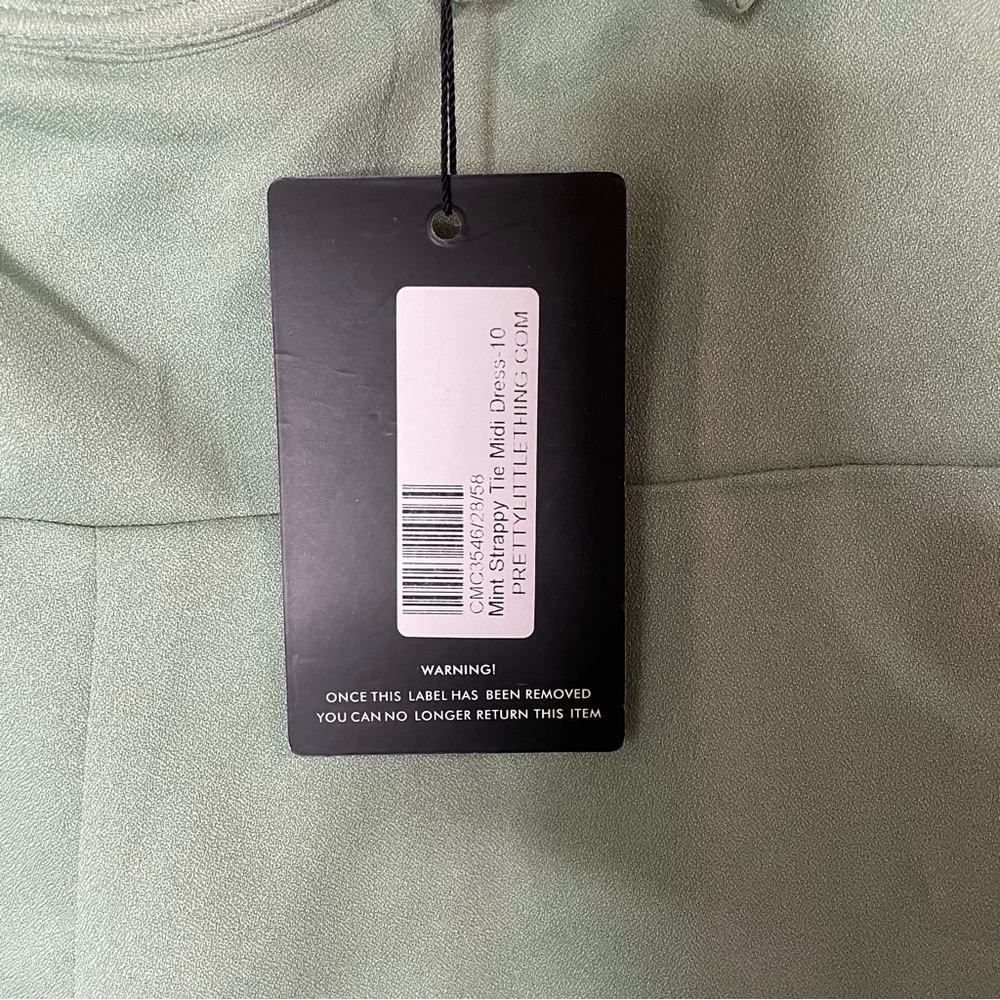 NWT Pretty Little Thing Mint Strappy Tie Midi Dress - Picture 3 of 6